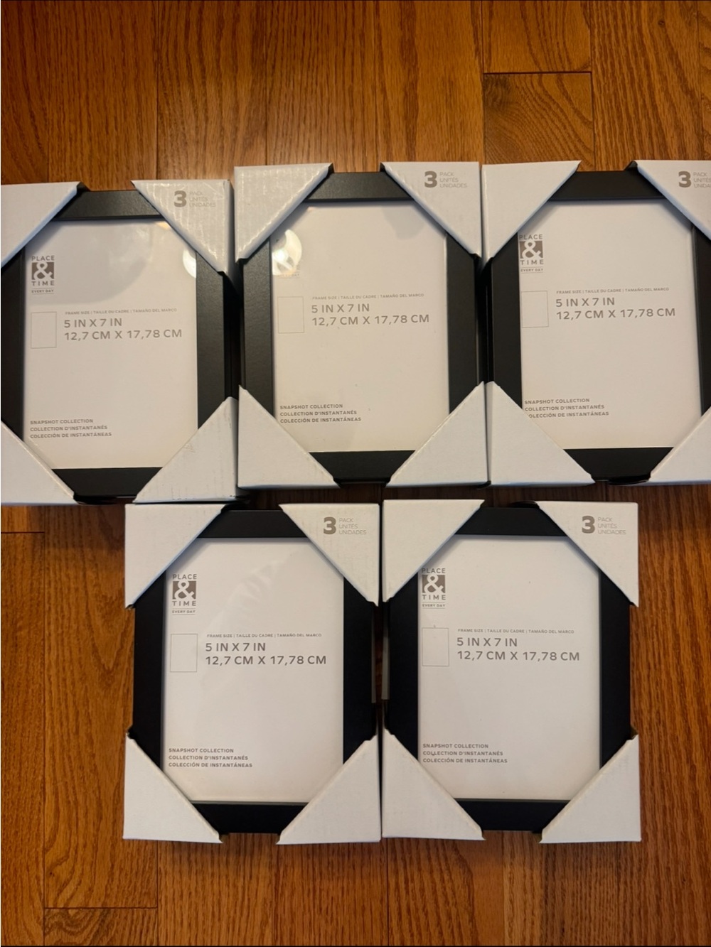 Set of 15 5x7 Black Wood Photo Frames - Packaged